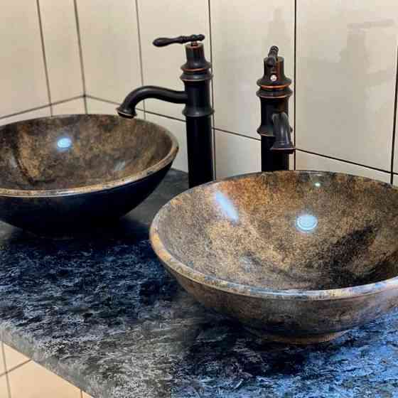 "HS-410", круглые каменные раковины для ванной комнаты. Алматы