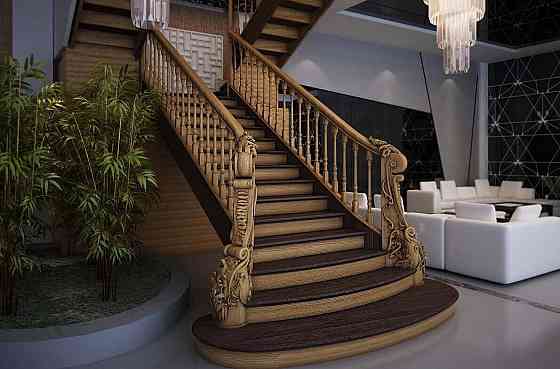 Лестница на заказ. Изготовление лестниц. Деревянная лестница. Астана