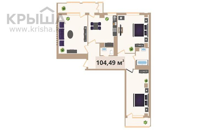 3-комнатная квартира, 104.49 м², Мәңгілік Ел 40/1 Нур-Султан - изображение 2